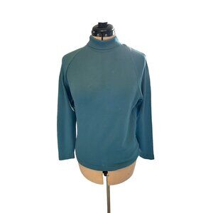 Vintage Foxwoods Teal Ladies Long Sleeve Mock Turtle Neck Union Made USA